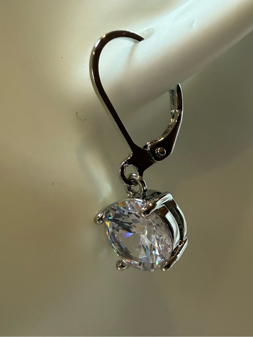 Classic Silver 4 Prong Zircon Crystal Drop Earrings Elegant Minimalist